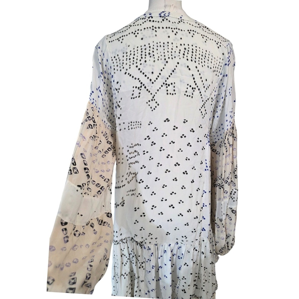 Free People White Blue Dot Print Tiered Ruffle Mini Dress XS - Picture 9 of 12